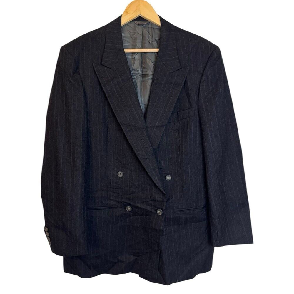 Vintage Christian Dior Monsieur Sport Coat Mens 41R Wool Pinstripe Union Blazer